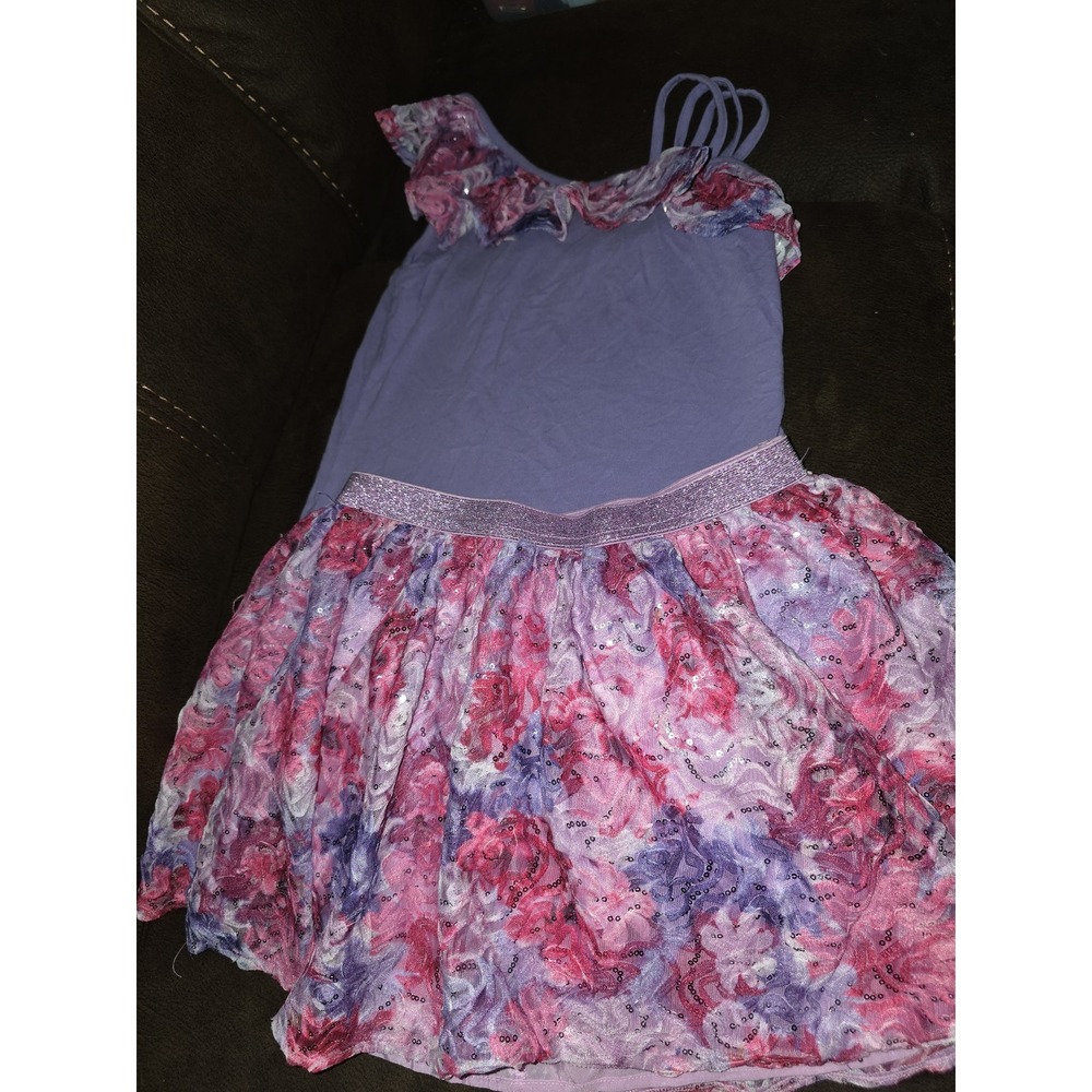 Justice purple floral outfit tank and skort size 12